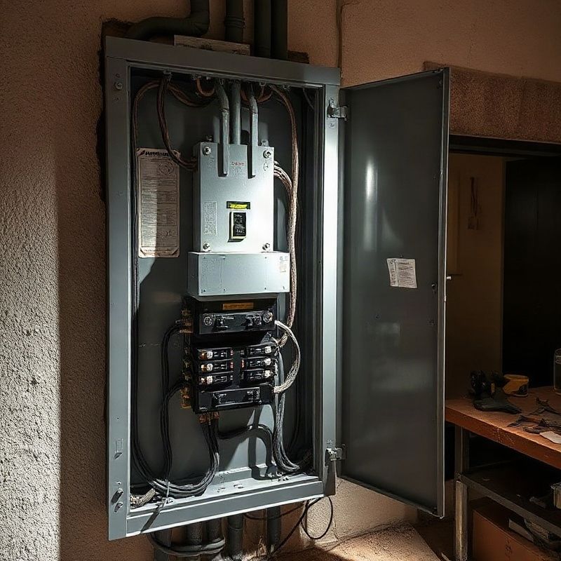 Tablero eléctrico residencial siendo actualizado con nuevos breakers