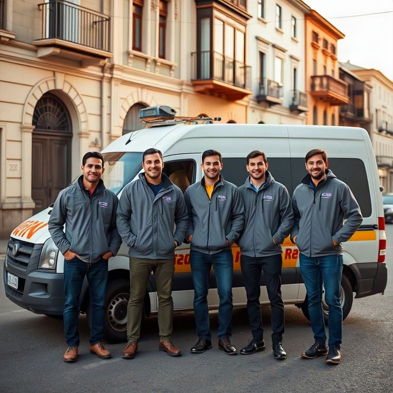 Equipo de electricistas de Cloudpswift frente a la camioneta de trabajo en Las Piedras